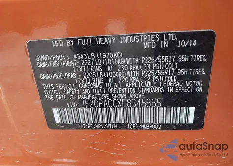 2014 Subaru Xv Crosstrek 2.0I Premium from USA, damaged, VIN JF2GPACCXE8345665